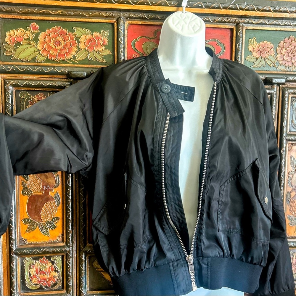 Free People Midnight  Satin Bomber Jacket